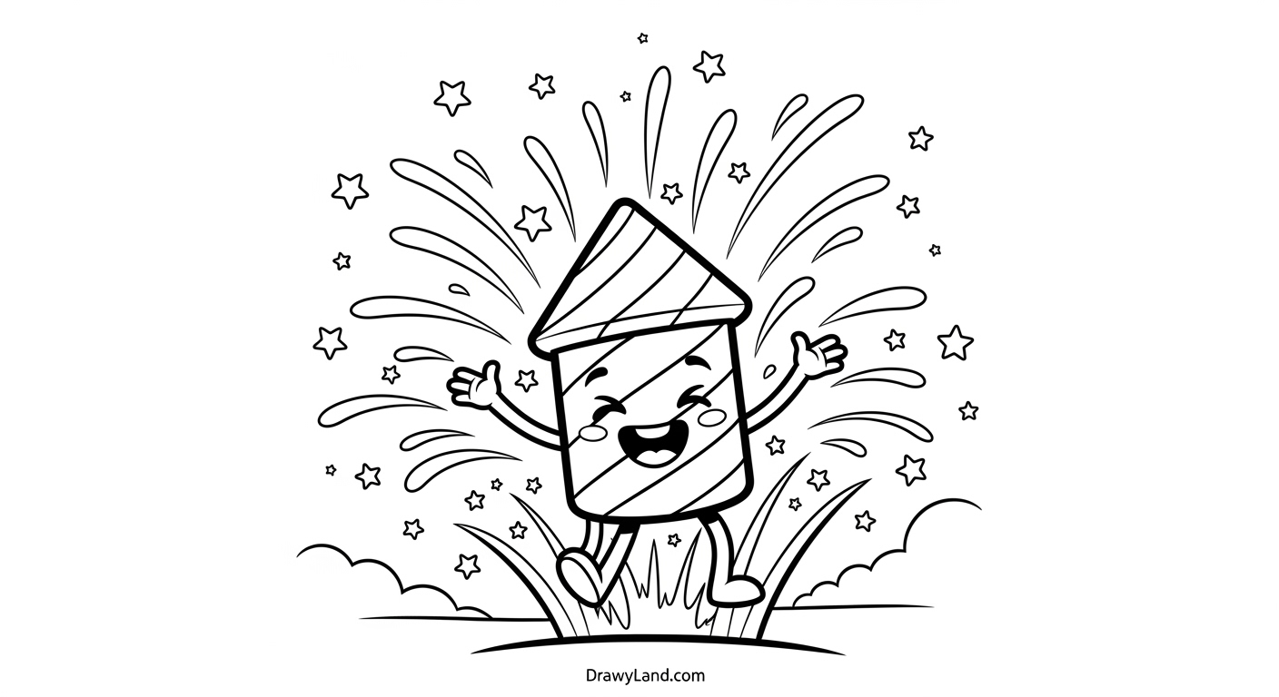 Free Printable July Coloring Pages for Kids festive july coloring page with fireworks and stars