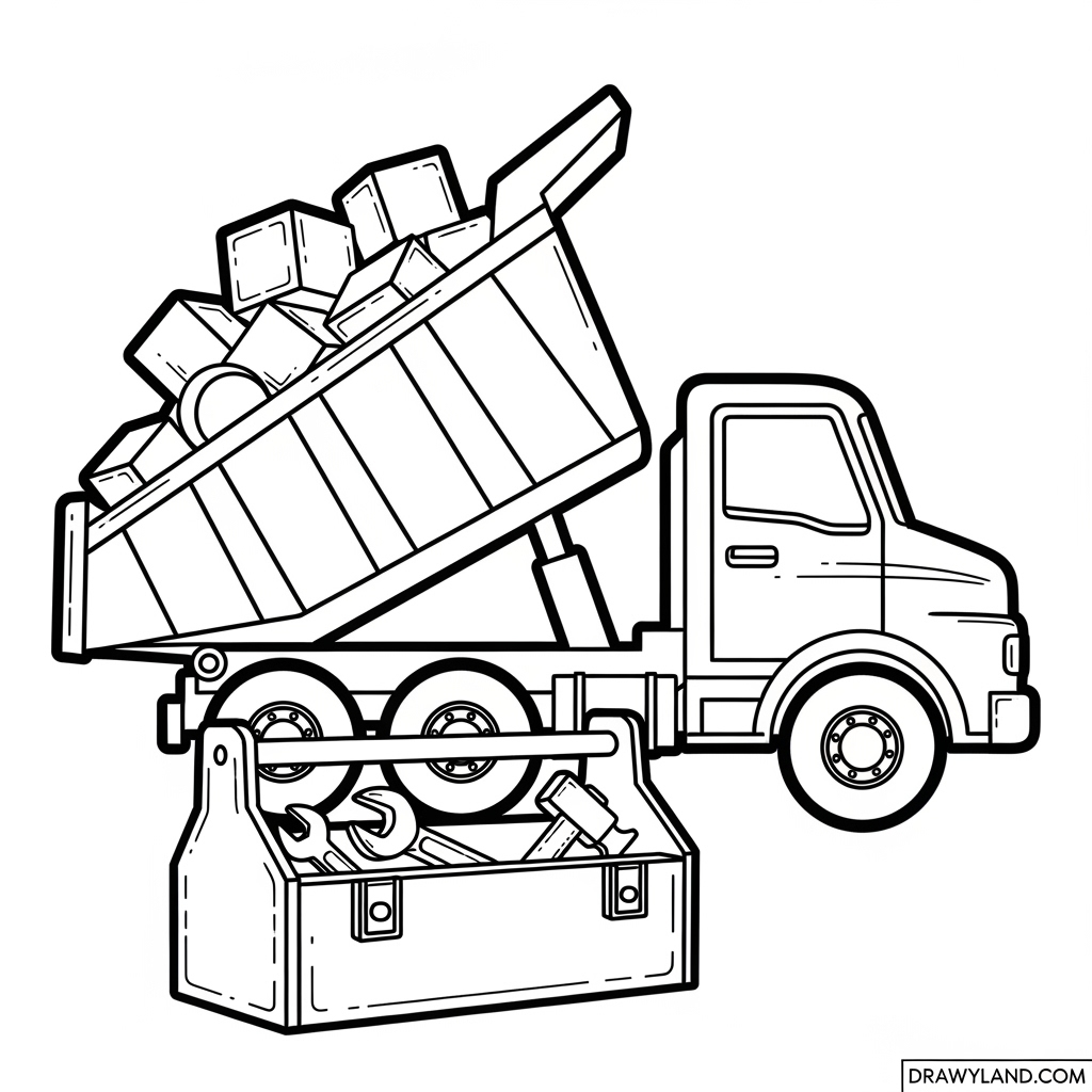 easy coloring pages of construction vehicles for toddlers