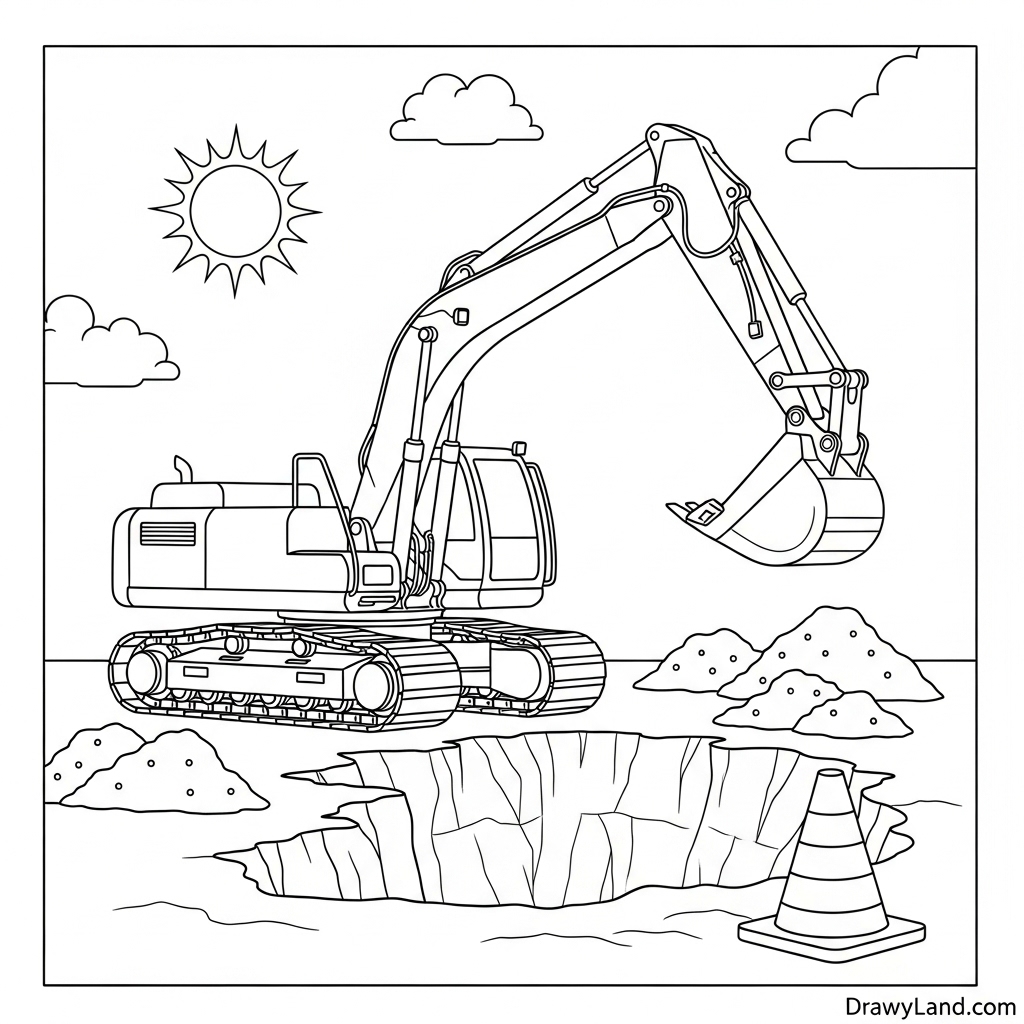 fun bulldozer and digger coloring pages of construction vehicles