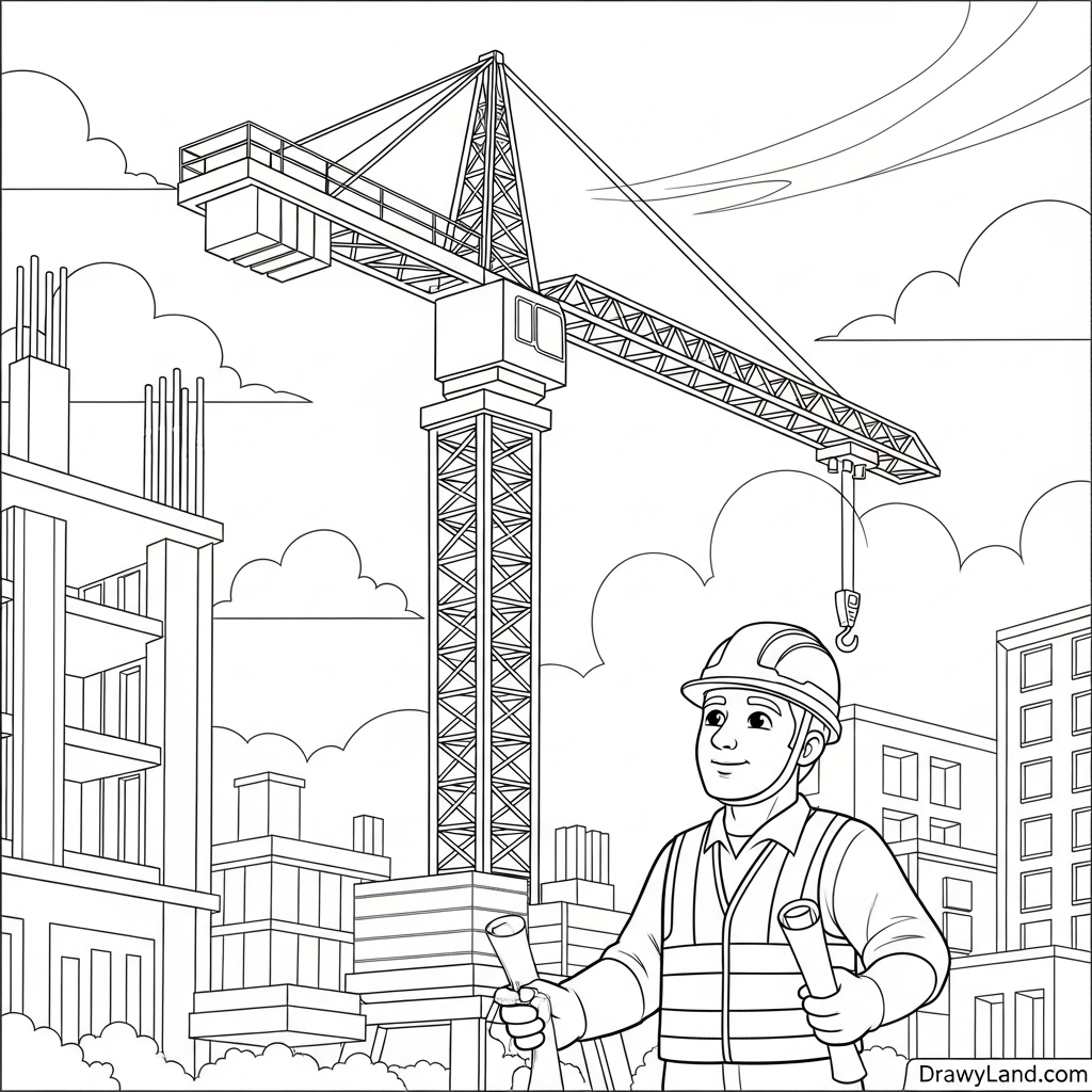 simple construction vehicle coloring page for preschoolers