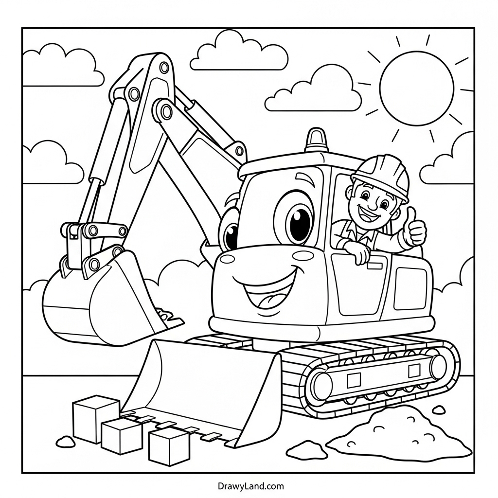 powerful construction vehicles coloring pages for kids