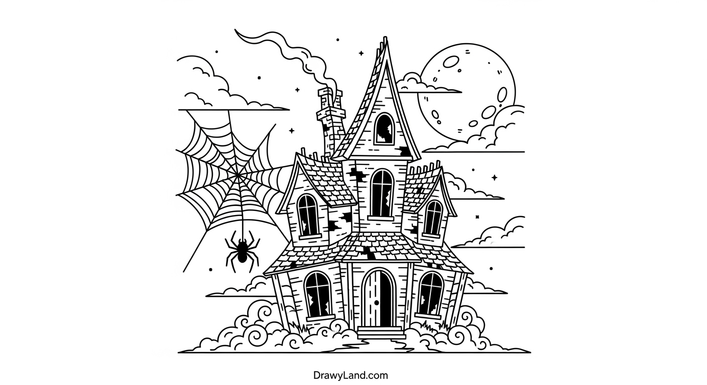 Free Printable Haunted House Coloring Pages for Kids coloring pages of haunted houses 7