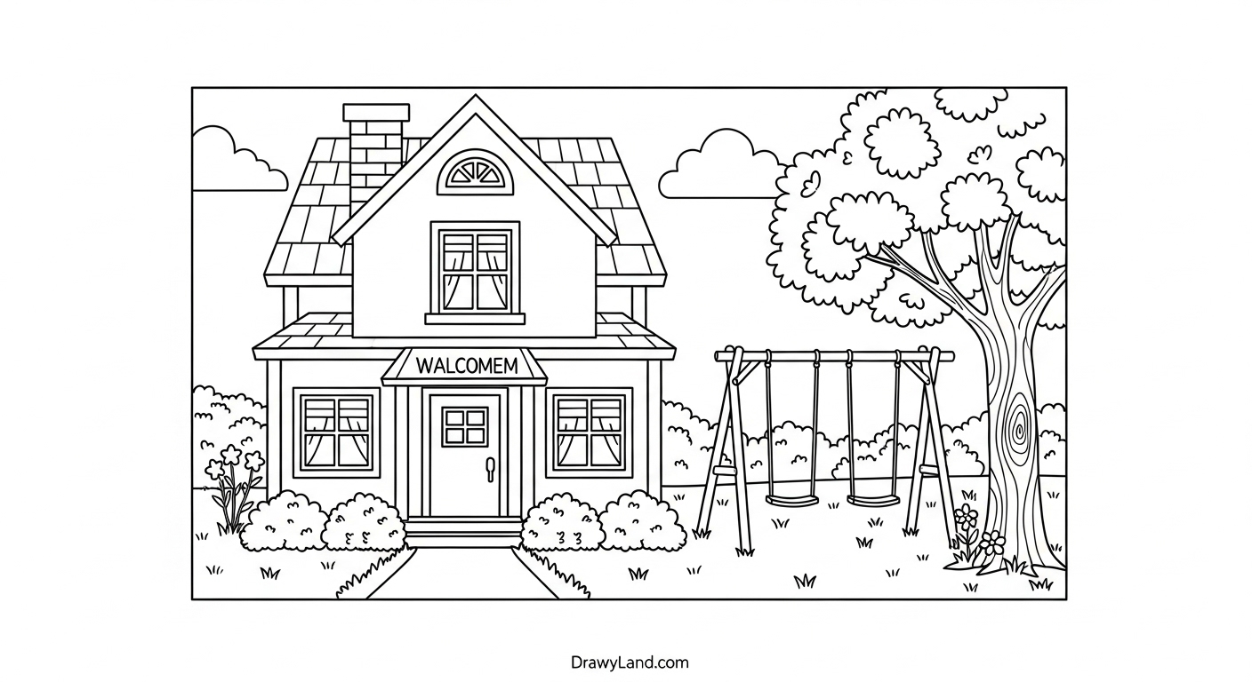 Free Printable Coloring Pages of Homes simple house outline coloring page for toddlers