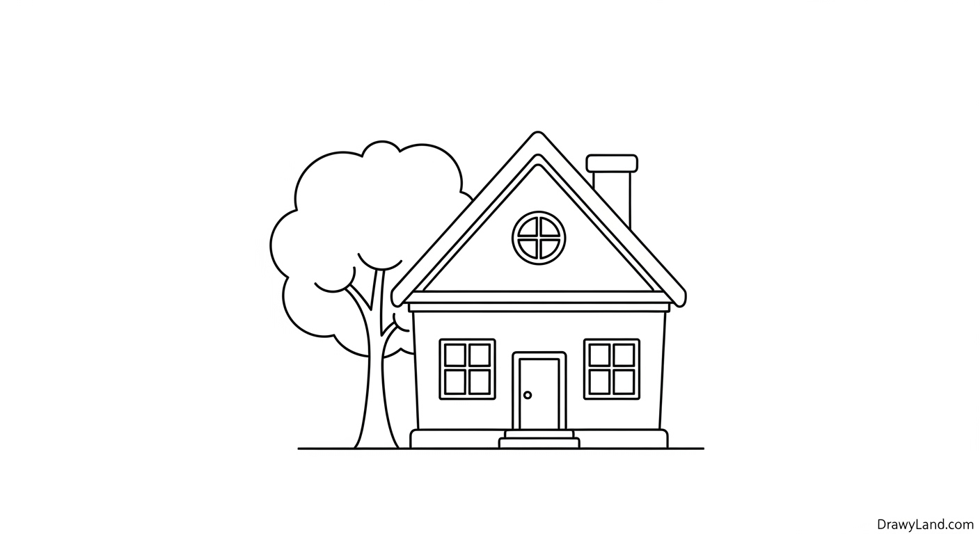 Free Printable Coloring Pages of Homes neighborhood scene coloring page for children