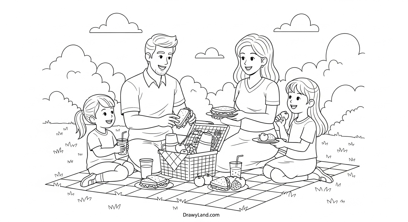Free Printable Coloring Pages of People A diverse group of smiling children coloring page