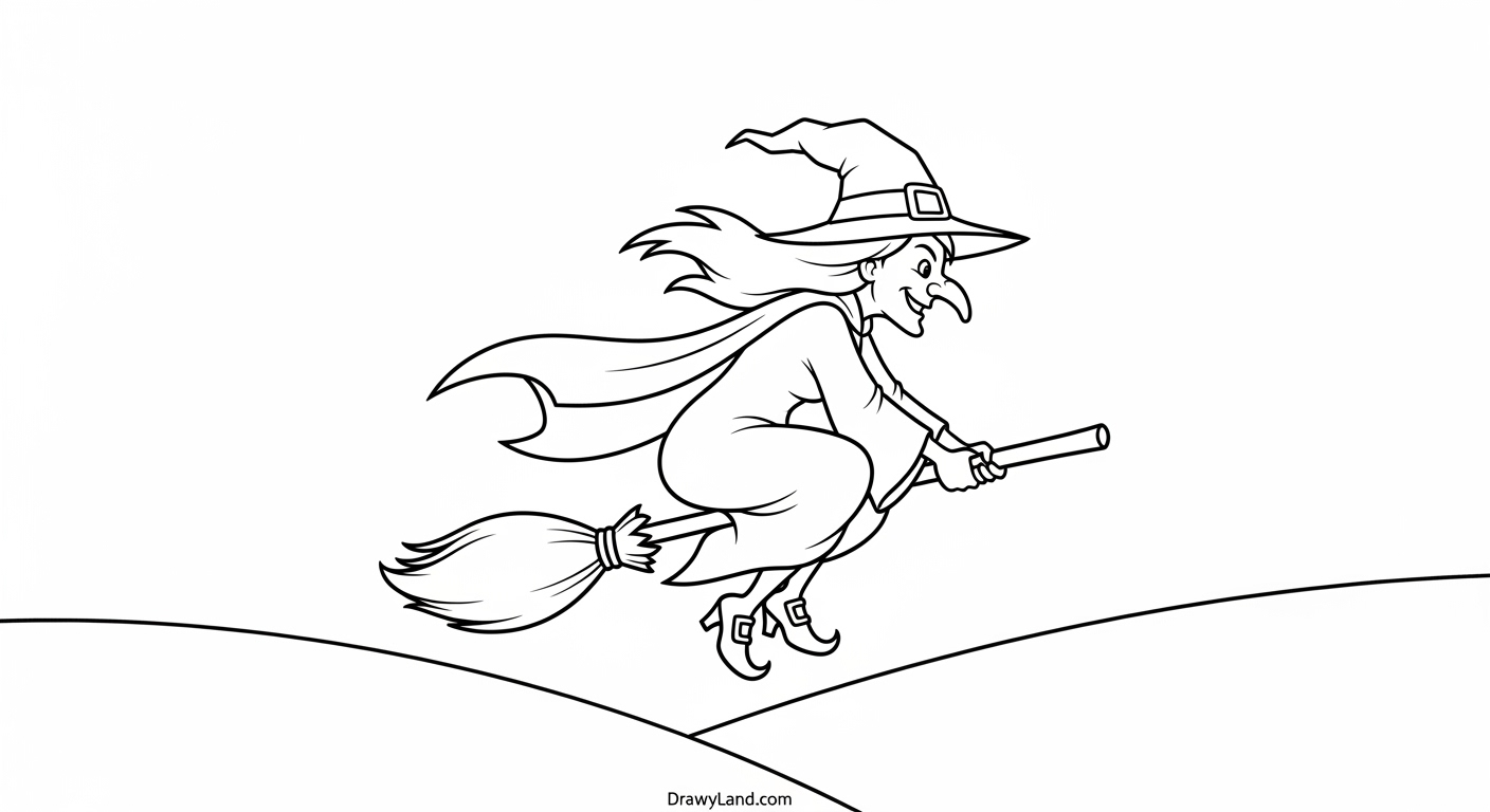 Free Printable Coloring Pages of Witches friendly witch with a pumpkin coloring sheet download