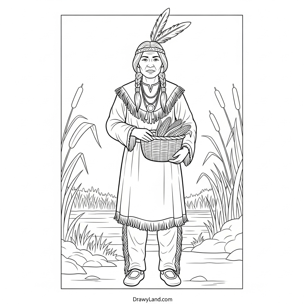 Pilgrims and Native Americans sharing the First Thanksgiving feast