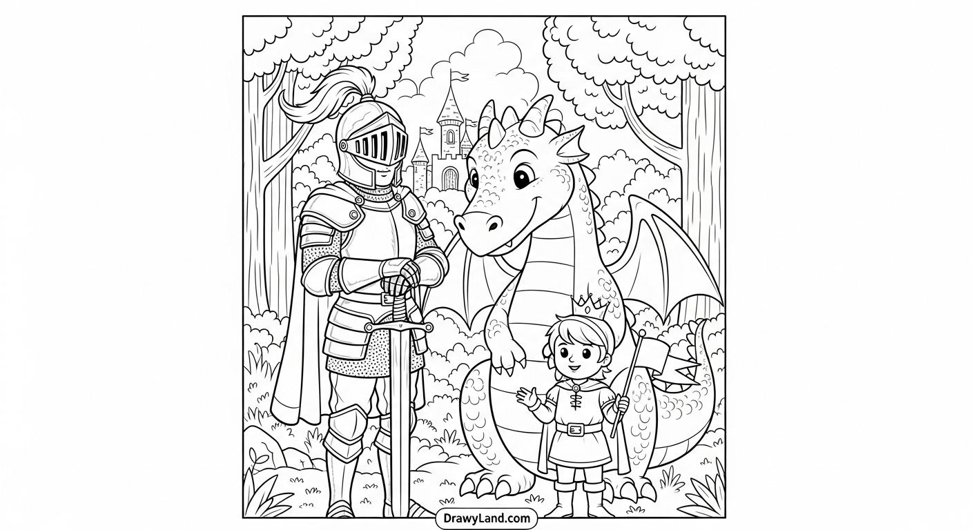 Free Printable Prince Coloring Pages a brave prince fighting a dragon coloring page