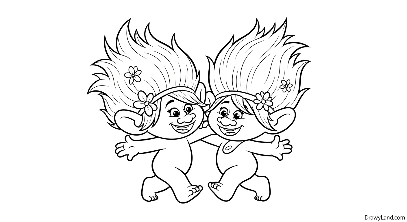 Free Printable Trolls Coloring Pages Poppy and Branch Trolls coloring page from the movie