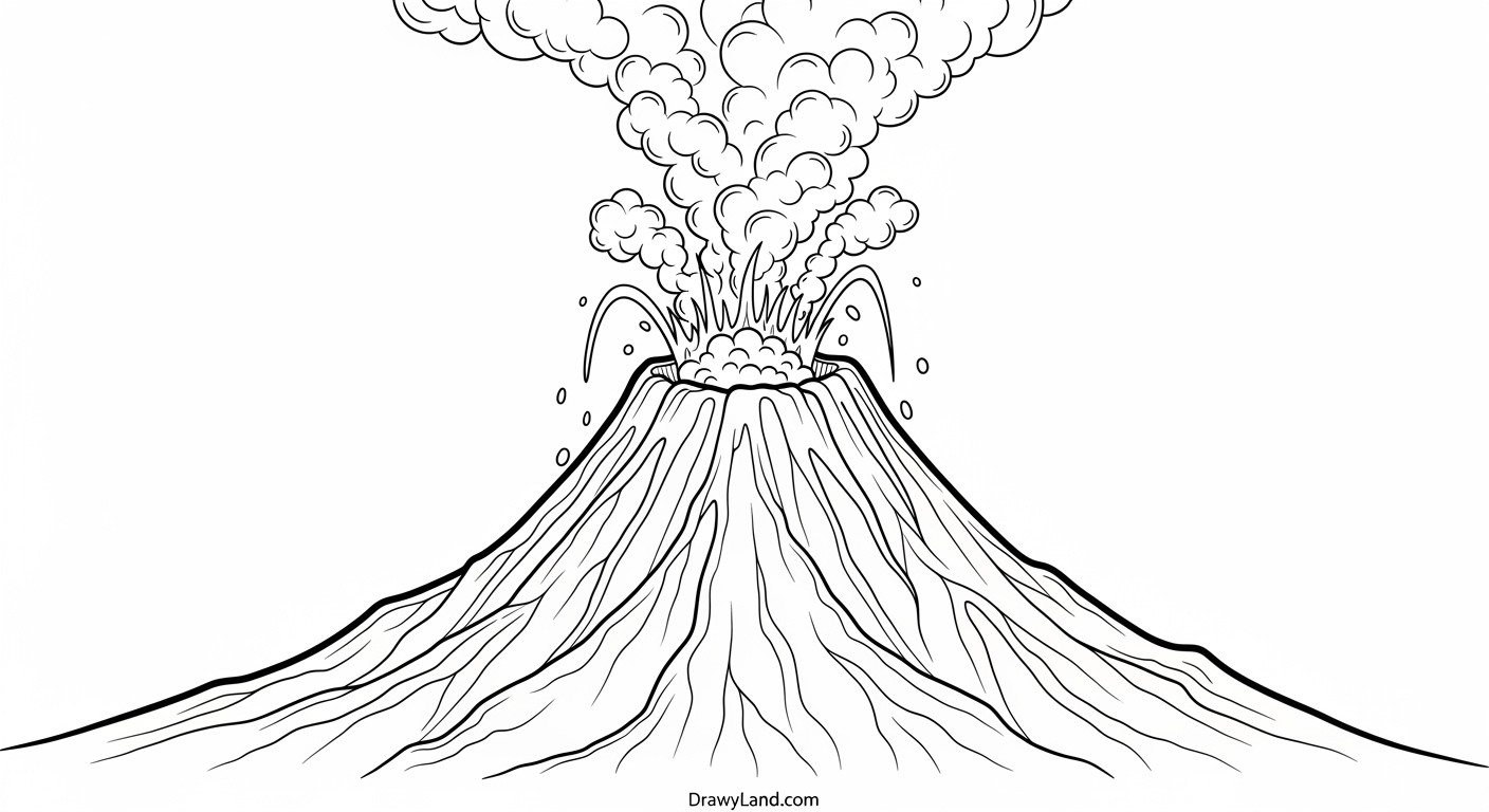 Free Printable Volcano Coloring Pages for Kids cartoon volcano coloring sheet with friendly dinosaur