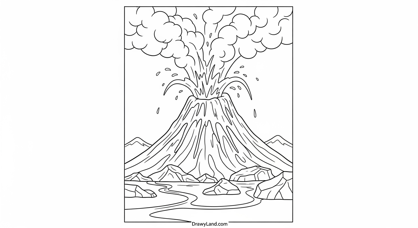 Free Printable Volcano Coloring Pages for Kids educational volcano diagram for kids to color
