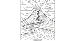 coloring pages volcano 12