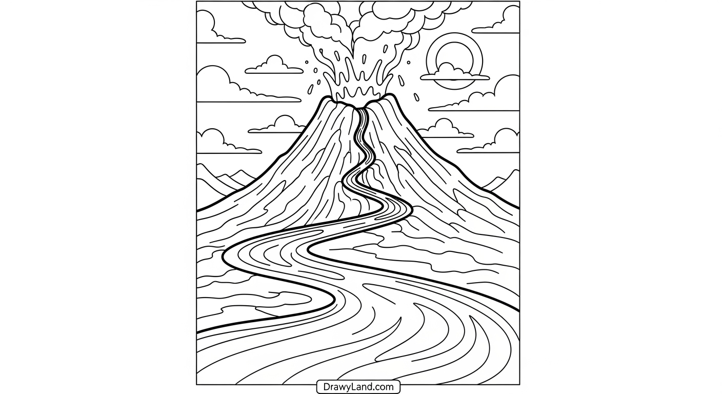 Free Printable Volcano Coloring Pages for Kids printable volcano picture with fun facts for children