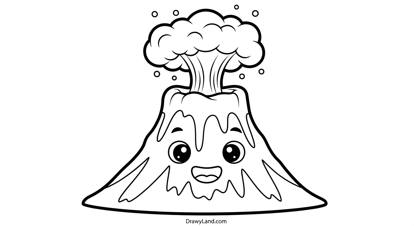 Free Printable Volcano Coloring Pages for Kids easy volcano coloring page for preschoolers to print