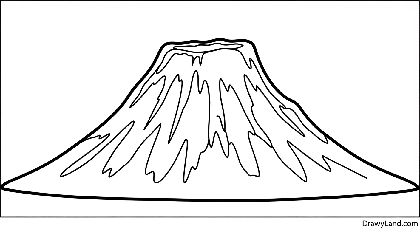 Free Printable Volcano Coloring Pages for Kids simple volcano outline for toddler art activity
