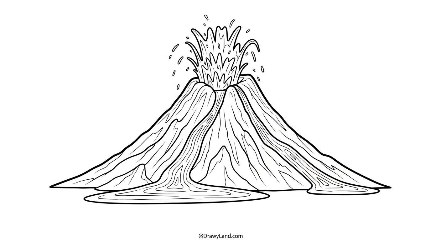 Free Printable Volcano Coloring Pages for Kids exciting volcano eruption coloring sheet for kids
