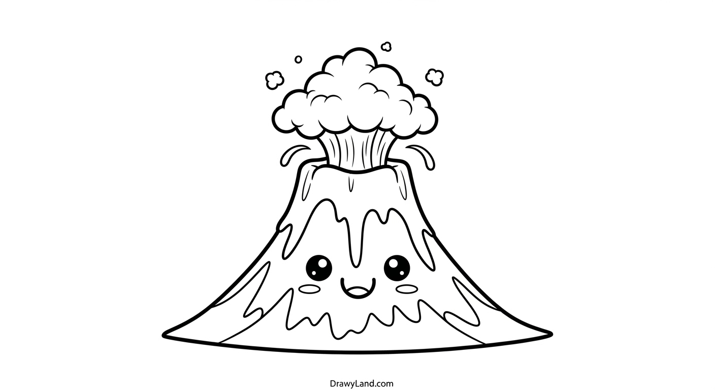 Free Printable Volcano Coloring Pages for Kids lava flow coloring picture with ash cloud