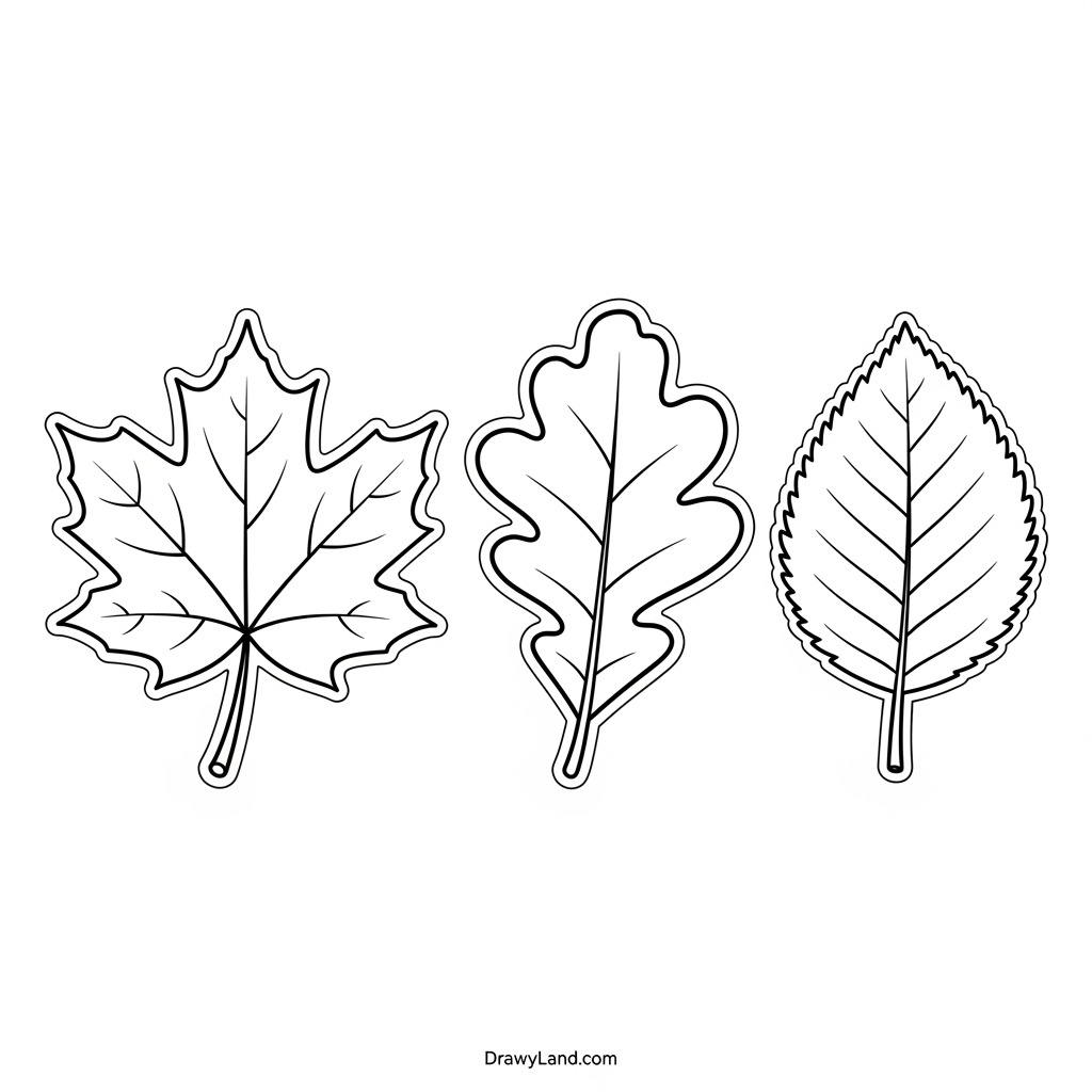 Simple leaf outlines for toddlers coloring pages with leaves