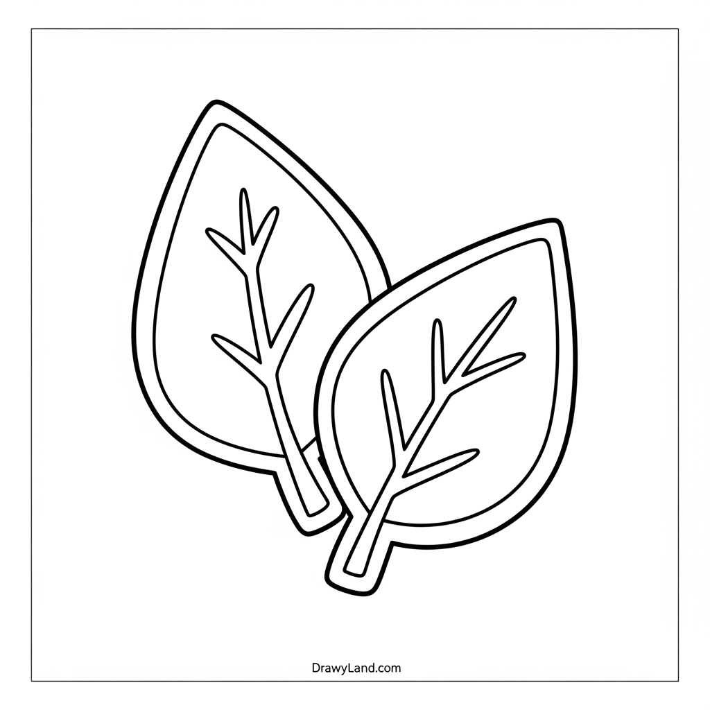 Educational worksheet showing coloring pages with leaves for learning