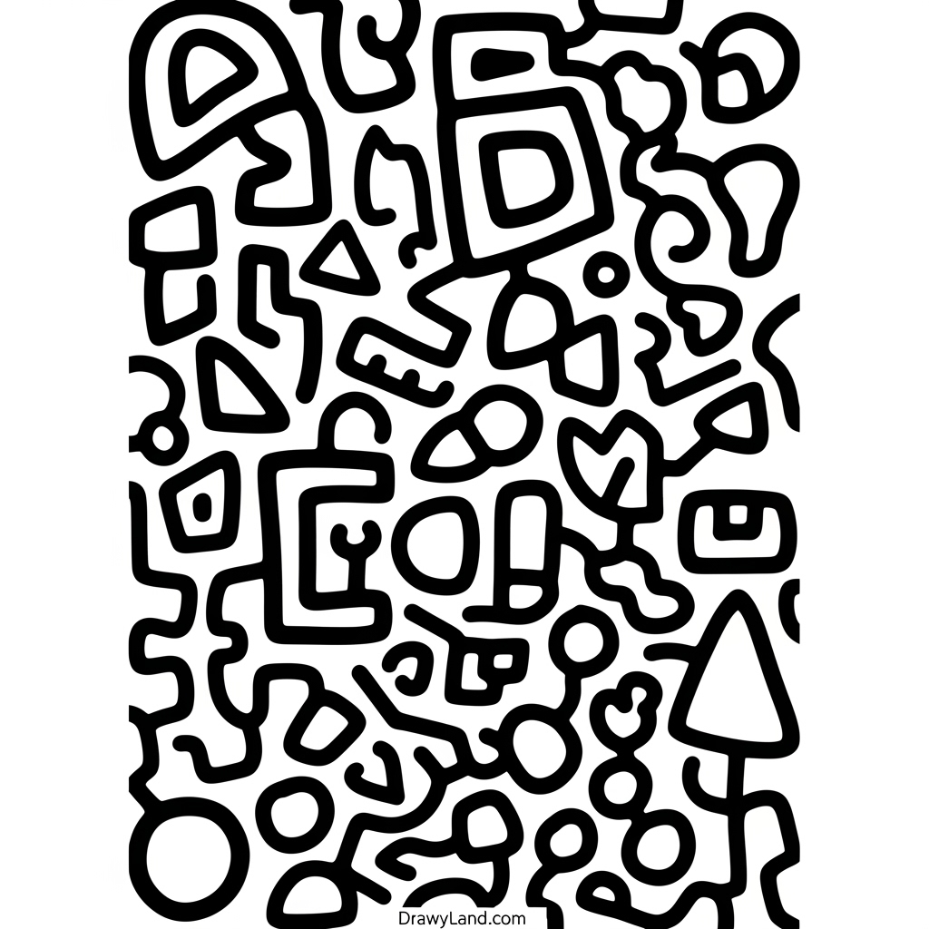 learning shapes and colors with abstract design coloring sheets