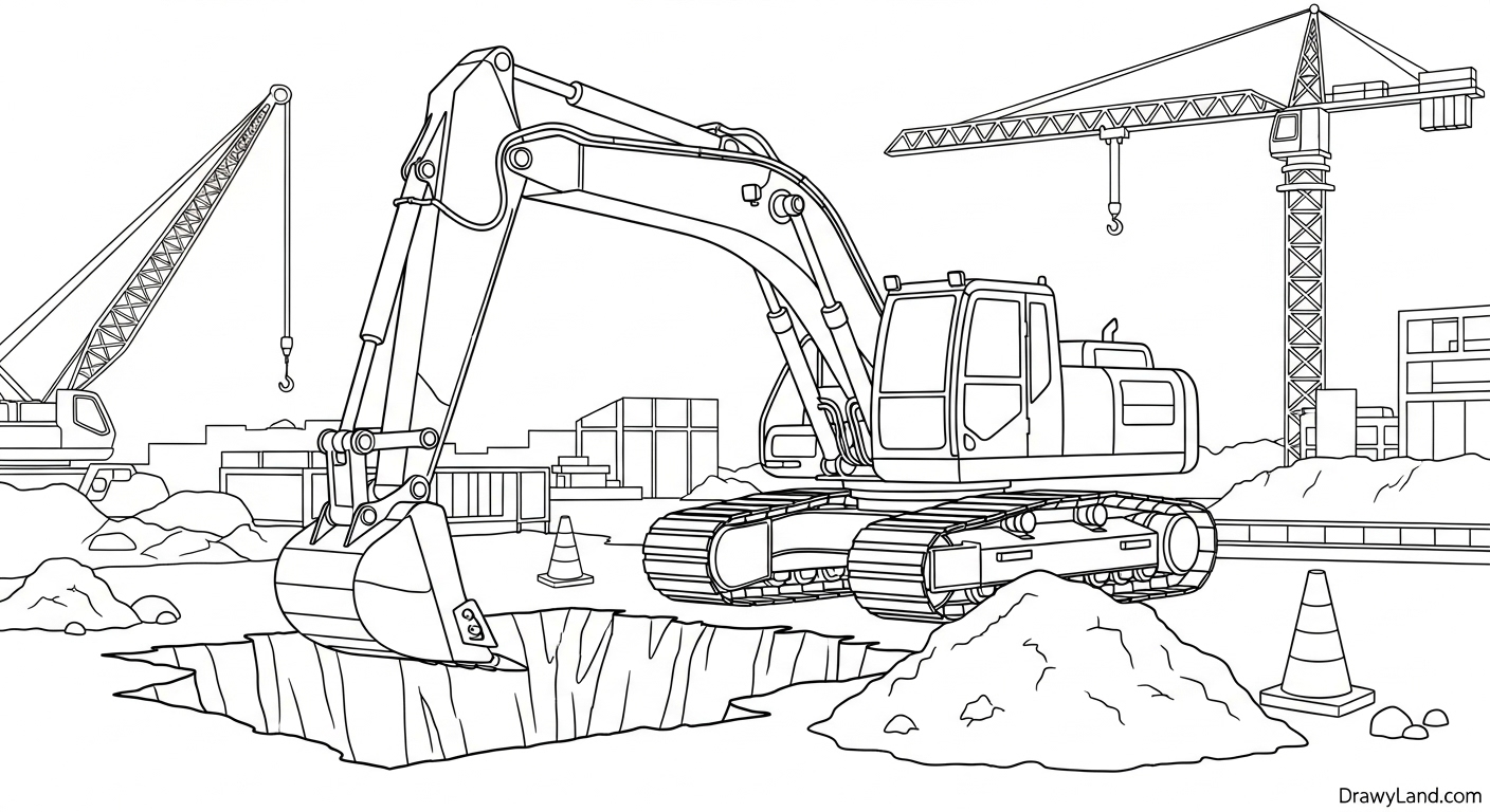 Free Printable Construction Coloring Pages for Kids excavator and bulldozer construction machines coloring pages
