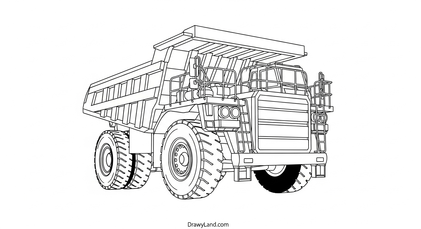 Fun & Free Printable Construction Coloring Pages Easy dump truck coloring page for toddlers