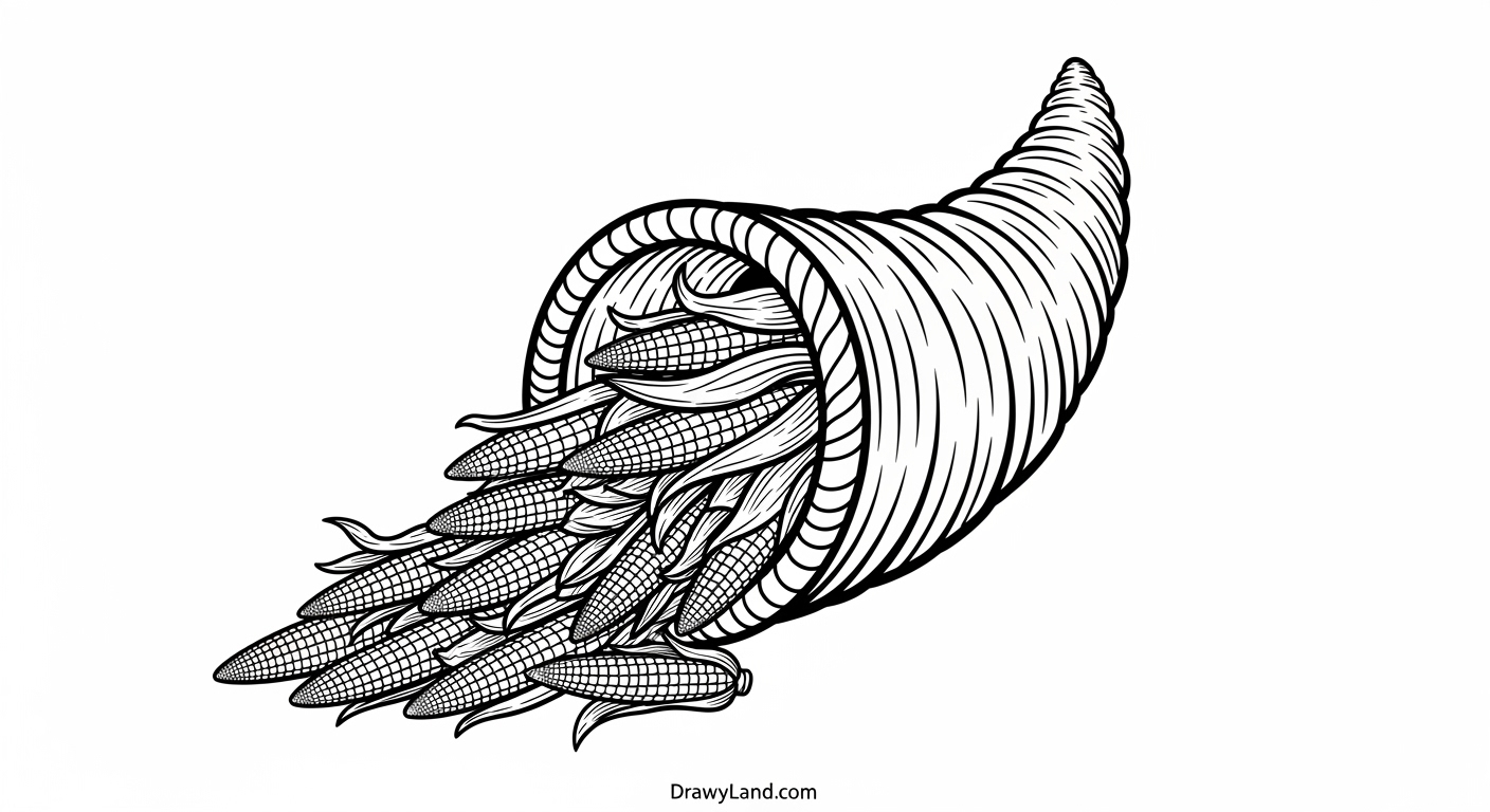Free Printable Corn Coloring Page for Kids printable Thanksgiving cornucopia corn coloring page