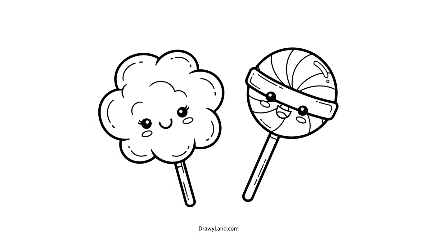Fluffy Fun: Free Printable Cotton Candy Coloring Pages fluffy cotton candy coloring sheet ready for pink and blue