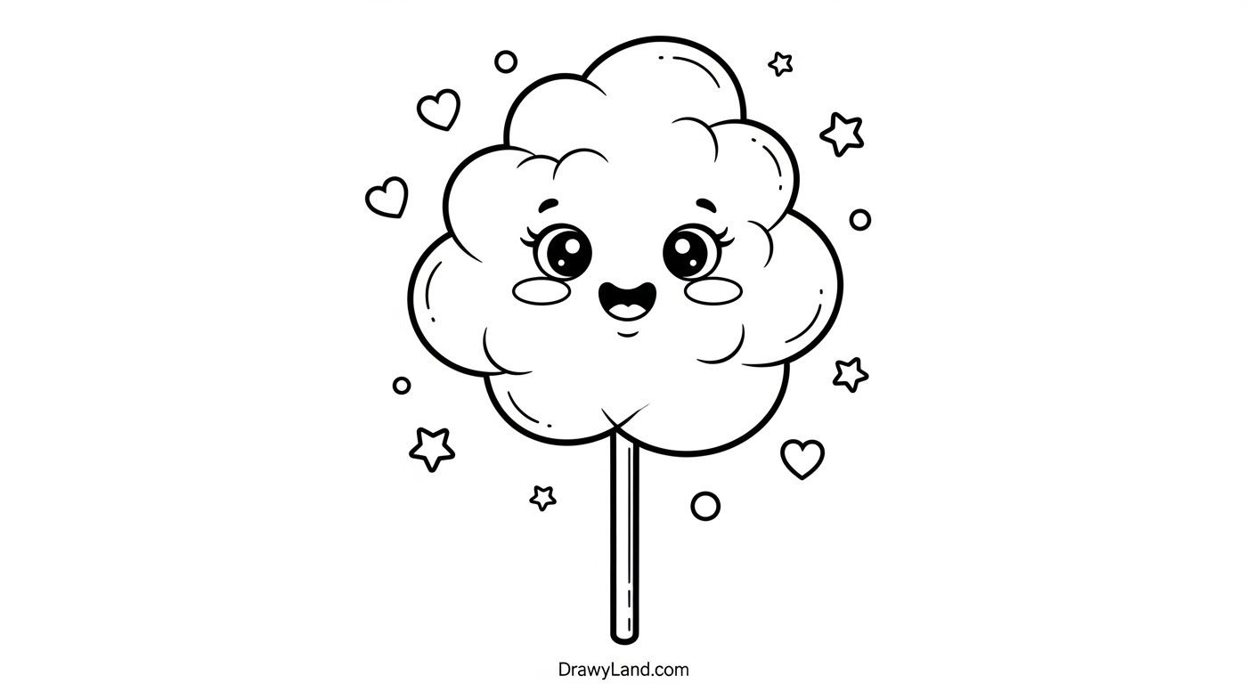 Fluffy Fun: Free Printable Cotton Candy Coloring Pages free cotton candy drawing to color for kids