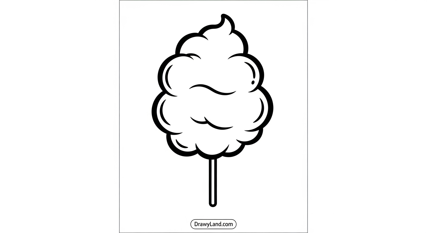 Fluffy Fun: Free Printable Cotton Candy Coloring Pages carnival style spun sugar coloring sheet
