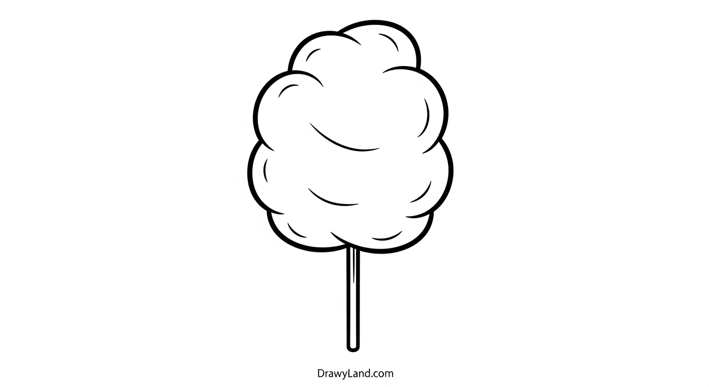 Fluffy Fun: Free Printable Cotton Candy Coloring Pages classic cotton candy coloring sheet on a stick