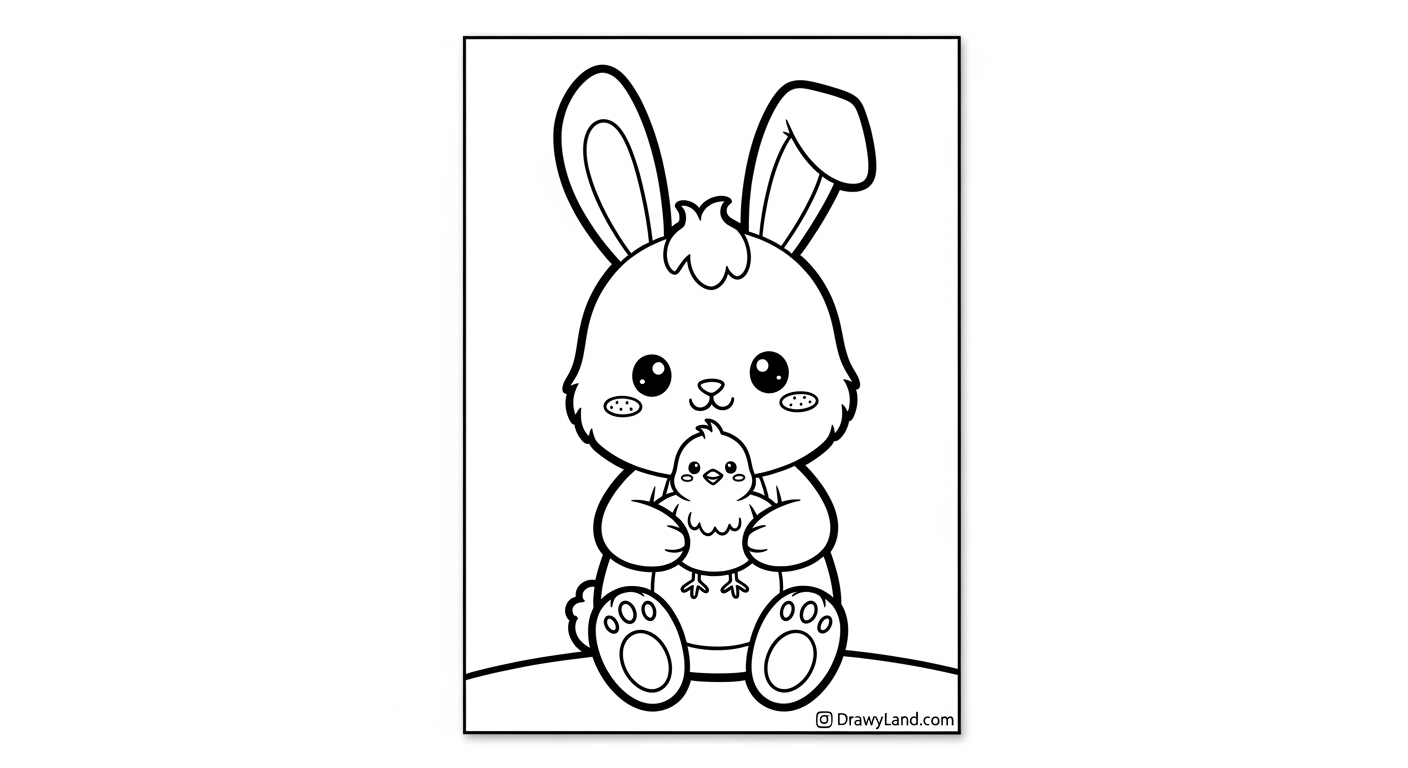 Free Printable Cute Easter Bunny Coloring Pages simple easter bunny coloring sheet for toddlers