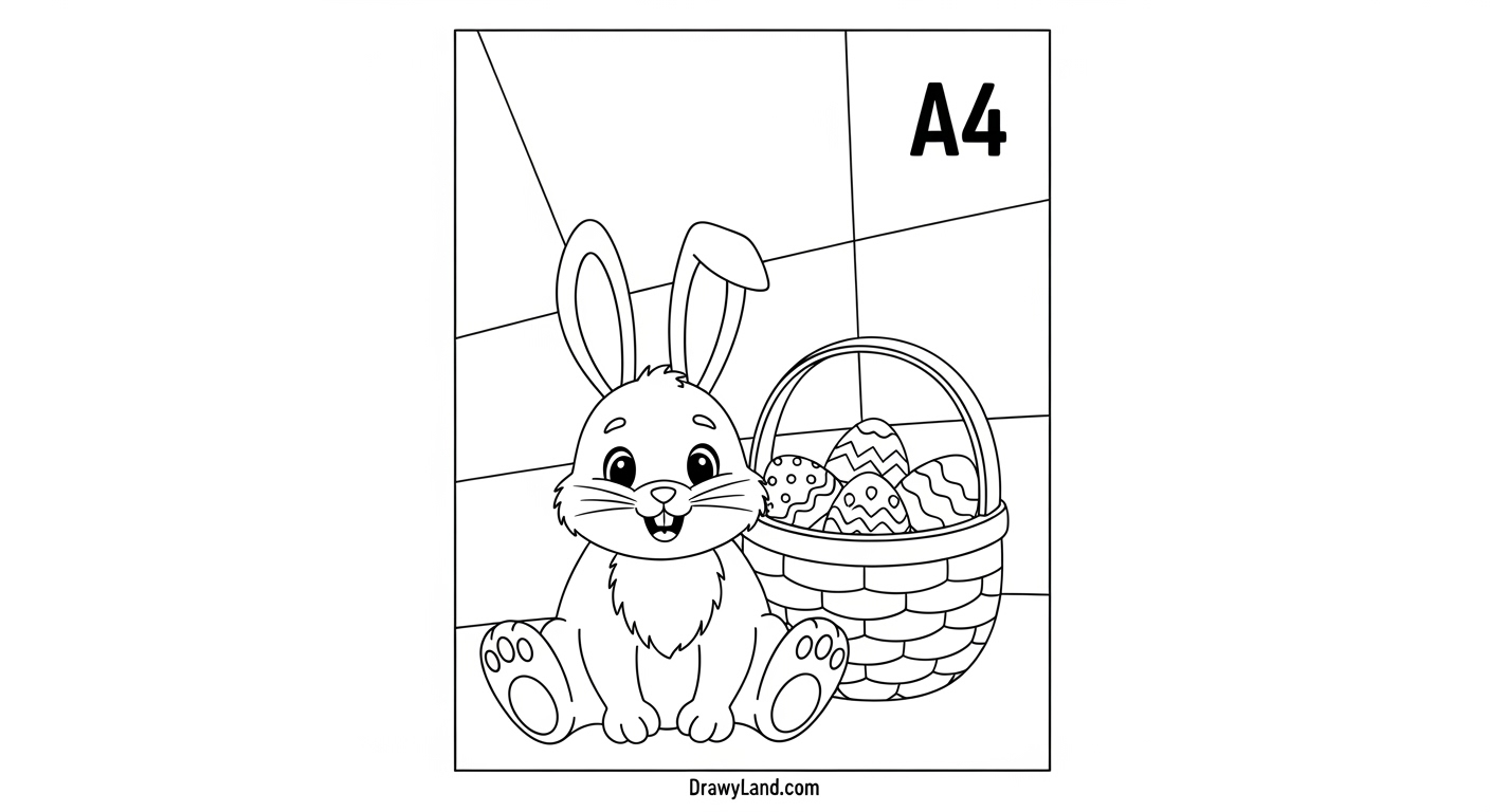 Free Printable Cute Easter Bunny Coloring Pages easy to color cute bunny for preschoolers