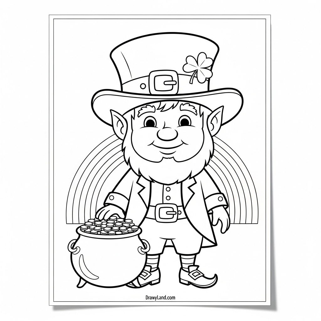 An easy and cute leprechaun coloring page for kids