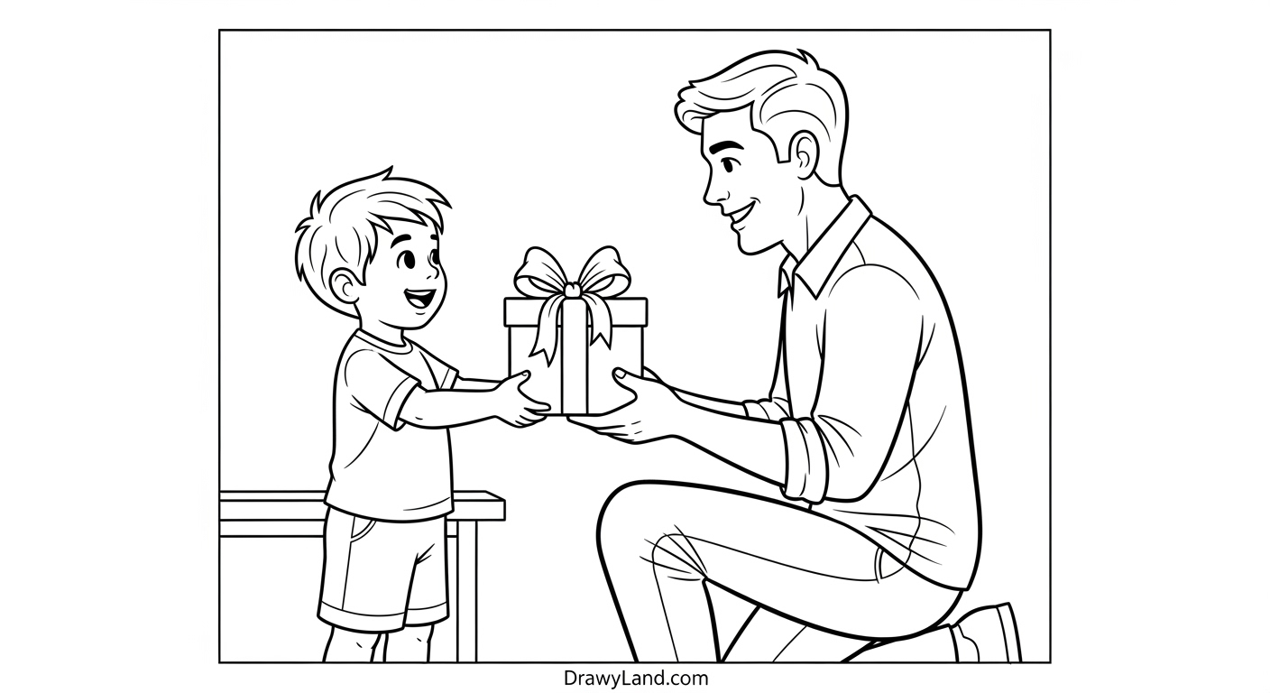 Free Printable Dad Pictures to Color for Kids dad and daughter pictures to color in a fun scene