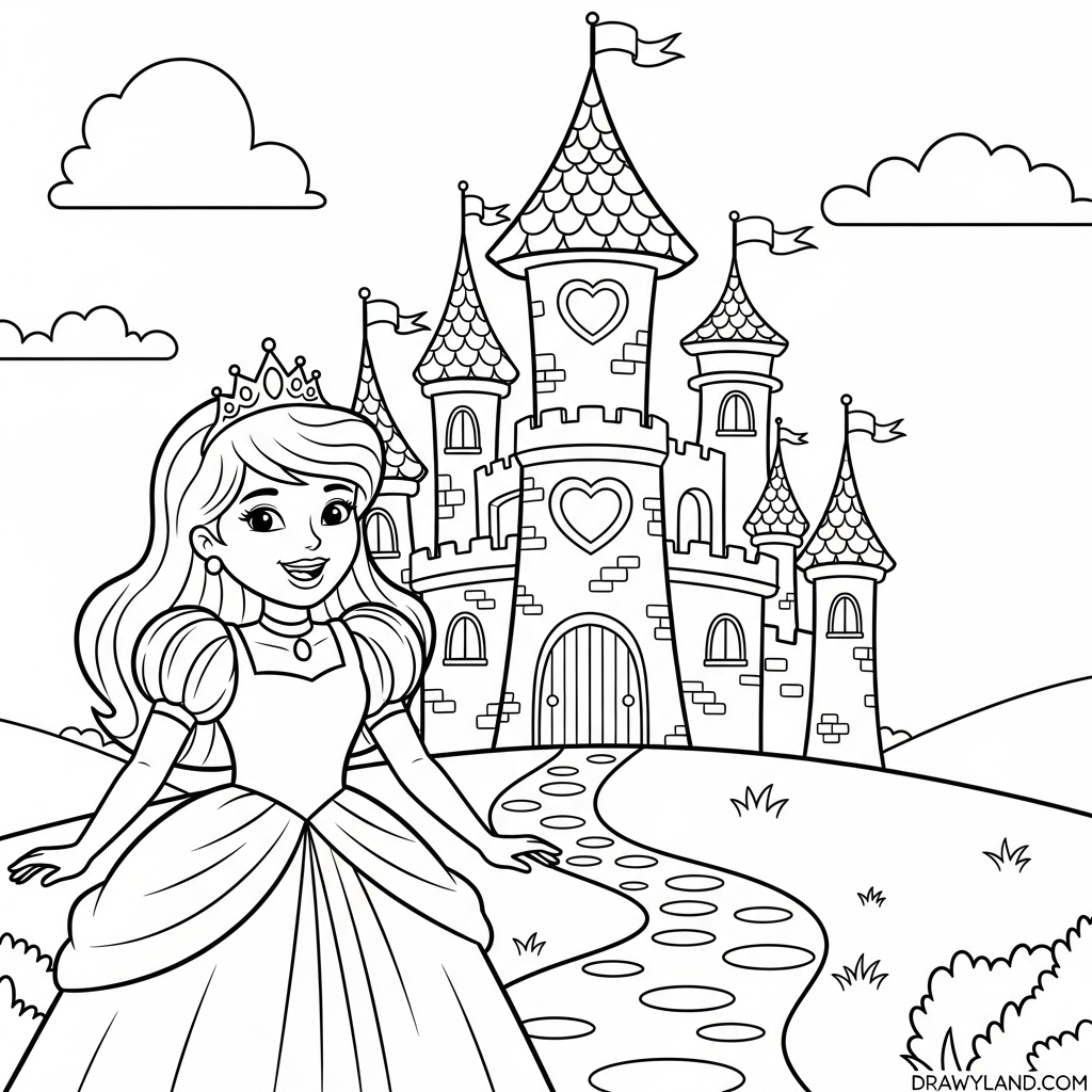 printable cinderella castle coloring sheet for kids