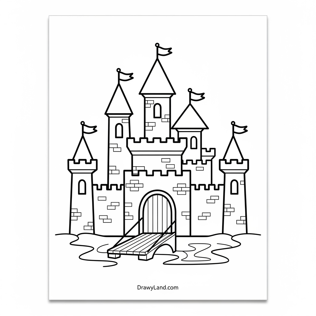 simple magic kingdom castle outline for preschoolers