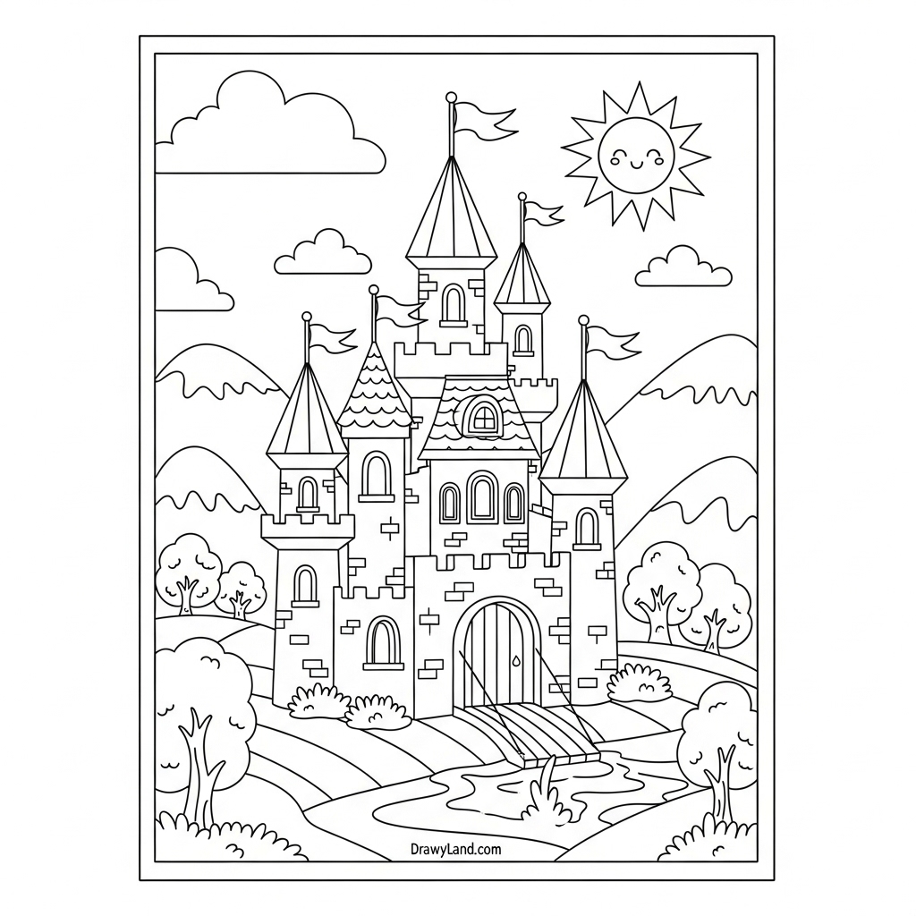 disney castle coloring pages 7