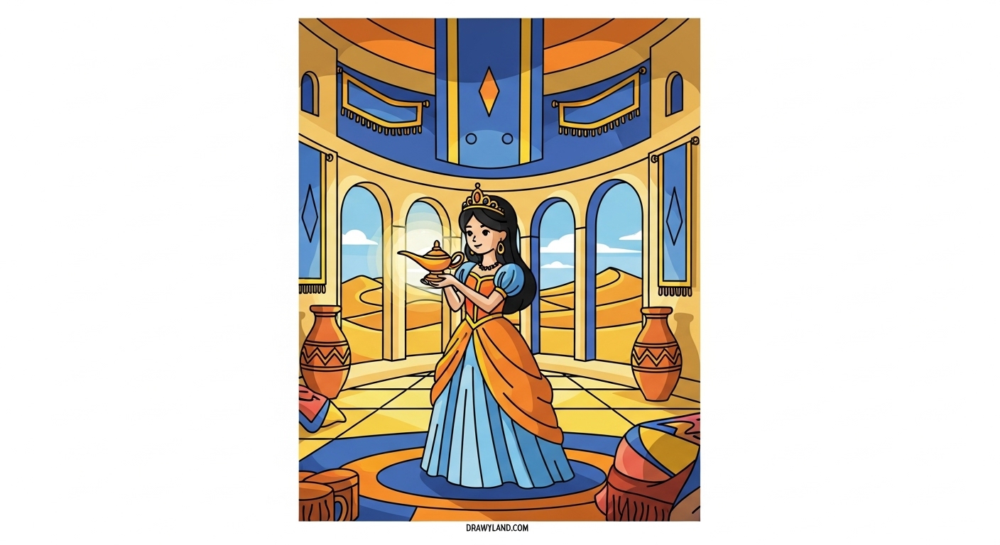 Free Printable Disney Princess Jasmine Coloring Pages jasmine's magic carpet coloring activity sheet