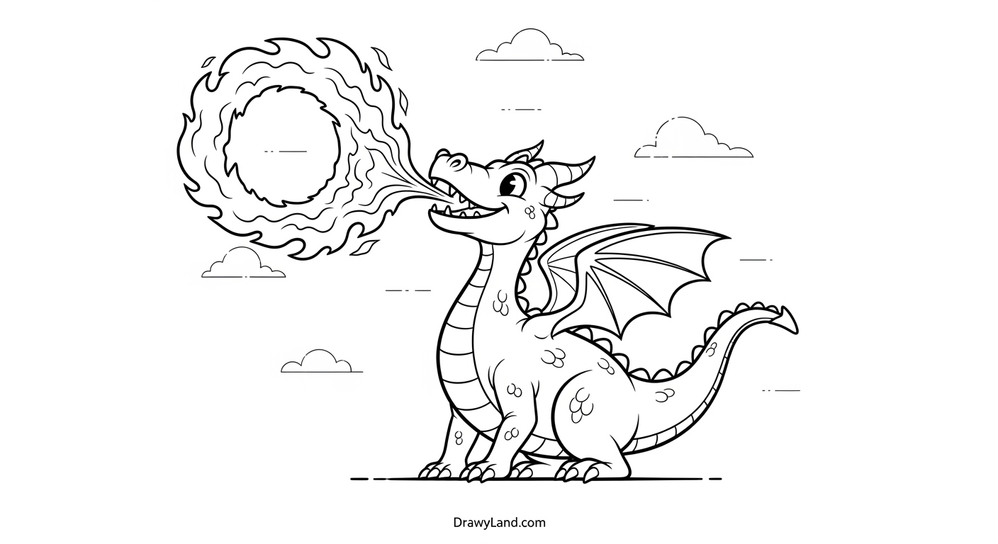 Free Printable Dragons to Color for Creative Kids Dragon coloring page with detailed scales to color