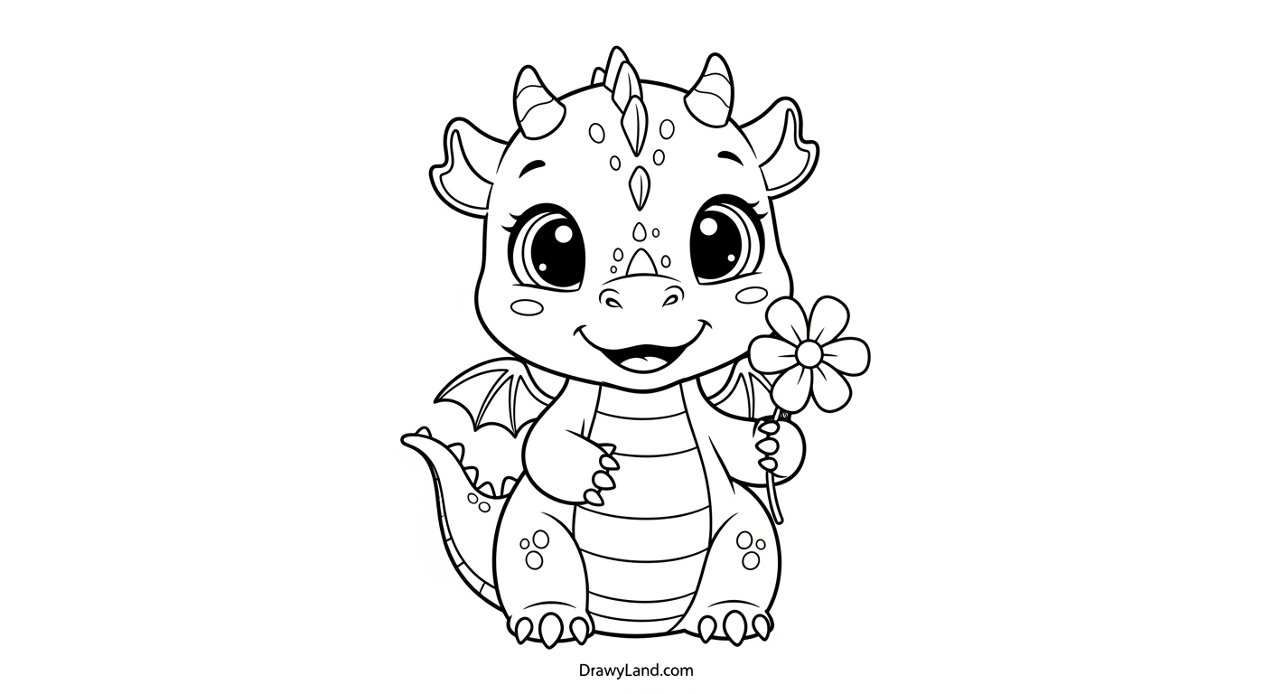 Free Printable Dragons to Color for Creative Kids A powerful dragon to color flying over mountains