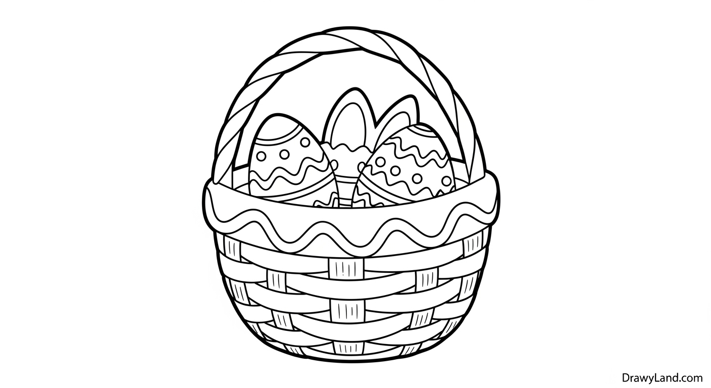 Free Printable Easter Basket Color Sheet for Kids simple easter basket outline for toddlers to color