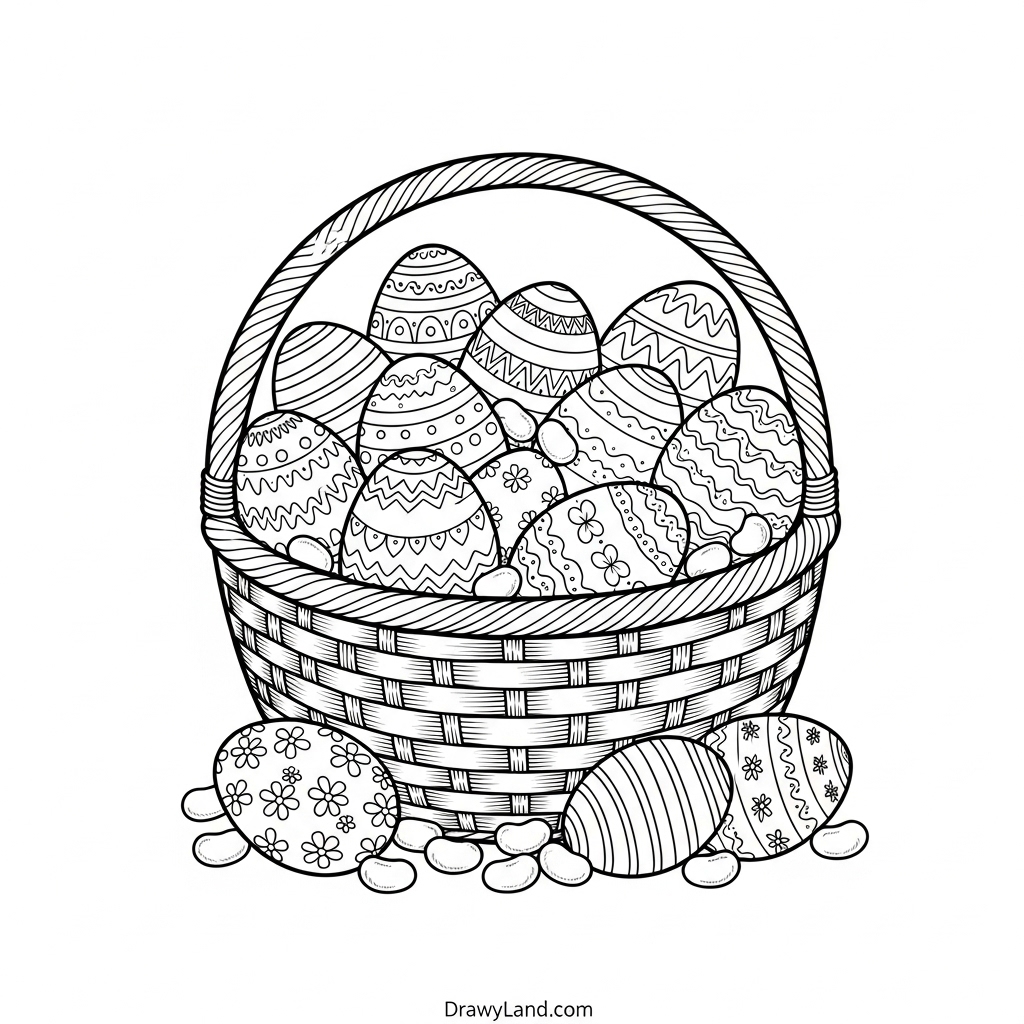 Cute Easter Bunny coloring book page for kids