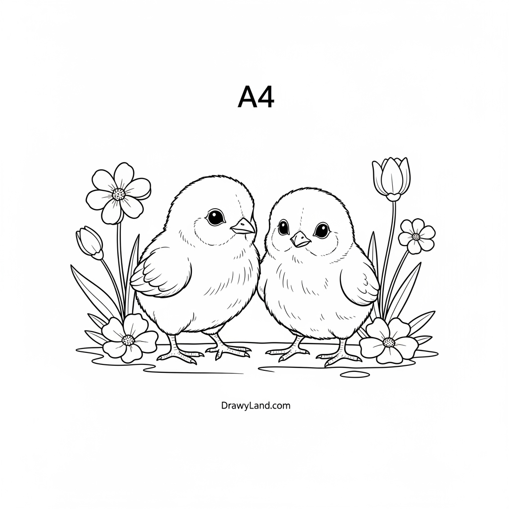Adorable baby chick Easter coloring book printable