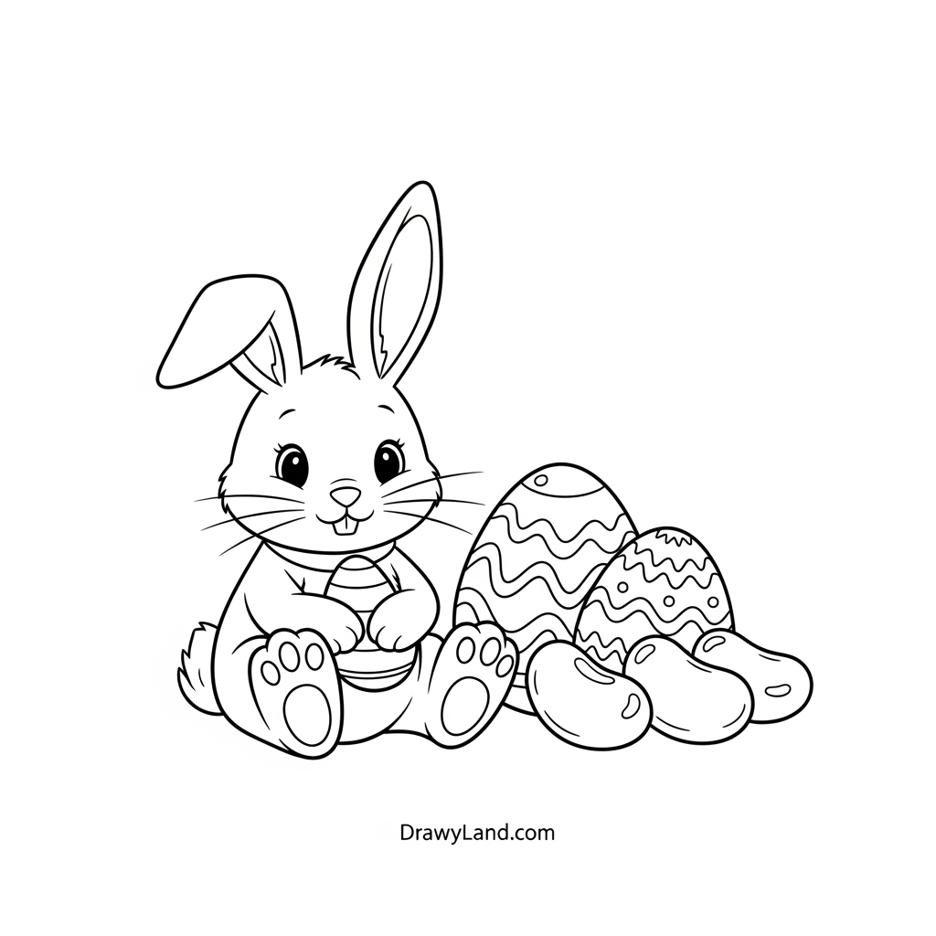 Religious Easter coloring book scene with a cross
