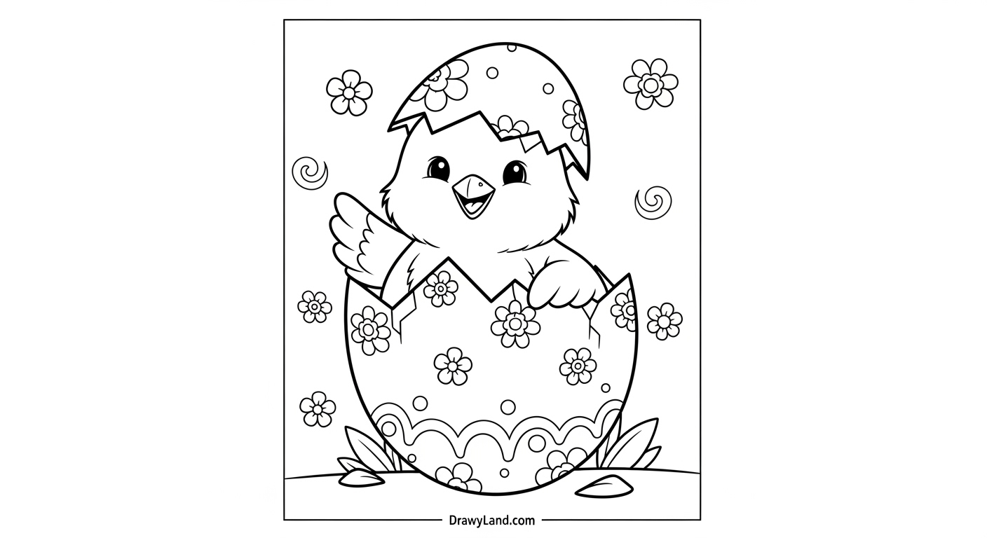 Free Printable Easter Egg Coloring Pages for Kids Easy easter egg color page with a baby chick