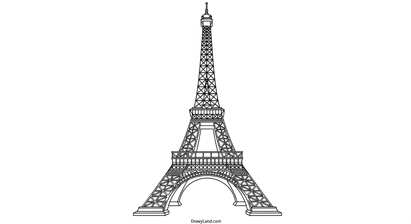 Free Printable Eiffel Tower Coloring Page Paris scene coloring sheet with the Eiffel Tower