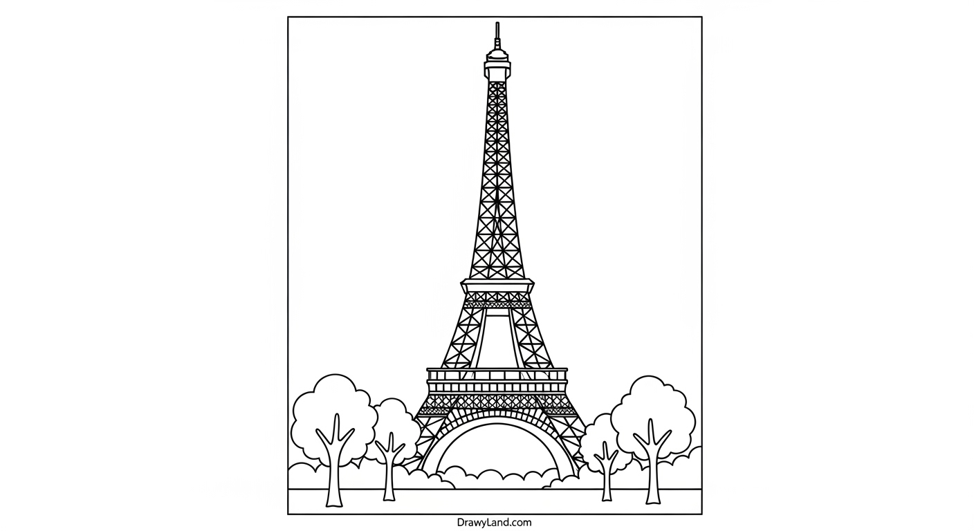 Free Printable Eiffel Tower Coloring Page Printable Eiffel Tower drawing for a fun art activity