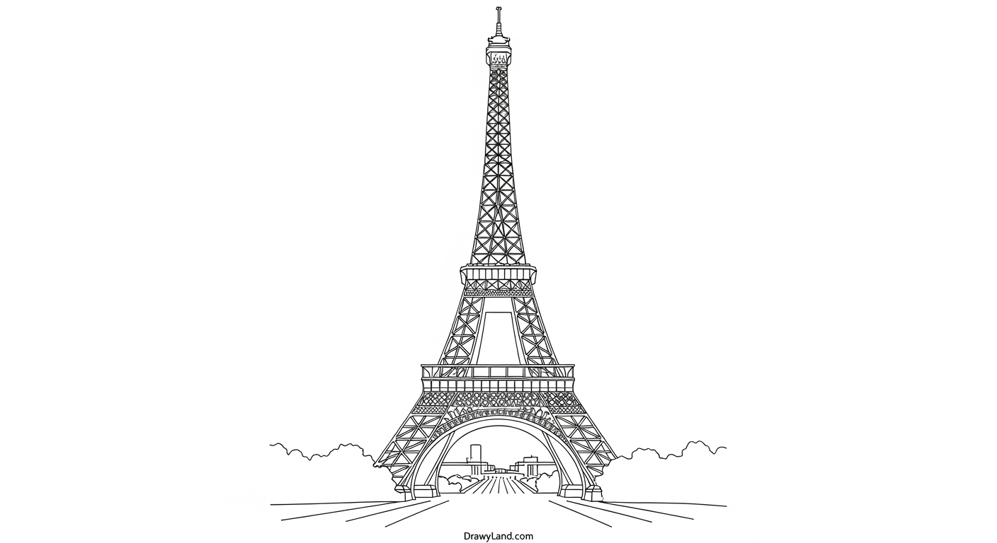 Free Printable Eiffel Tower Coloring Page Free Eiffel Tower and Paris landmark coloring page