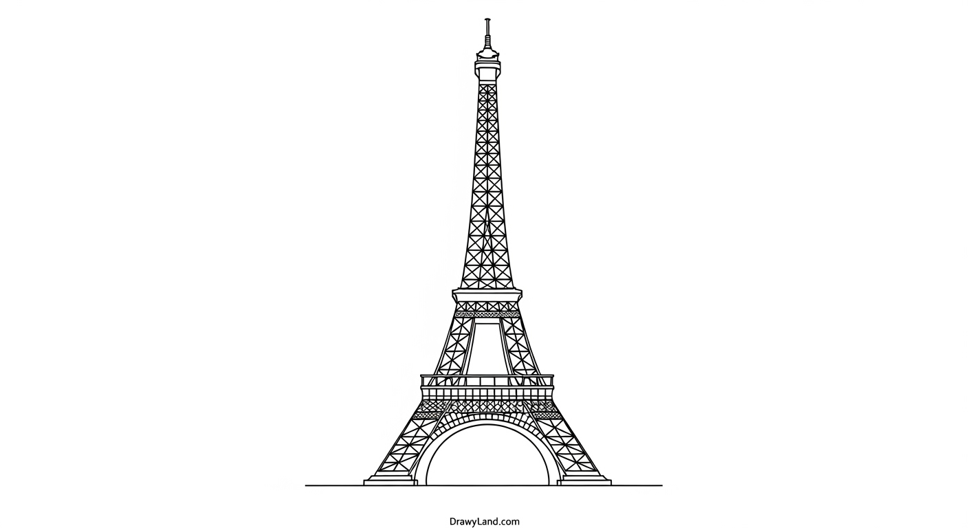 Free Printable Eiffel Tower Coloring Page Easy French monument coloring activity for kindergarten
